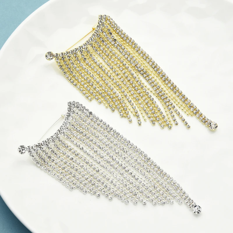 

Wuli&baby Rhinestone Tassel Brooches For Women Unisex Party Office Brooch Pins Gifts