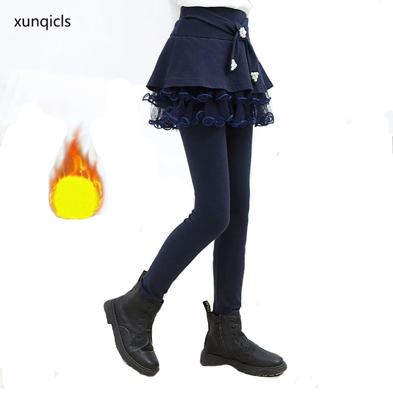 

Winter Pants for Kids Girls Leggings Children Skirt Trousers Baby Fleece Long Pants Teenagers Girl Clothing Velvet