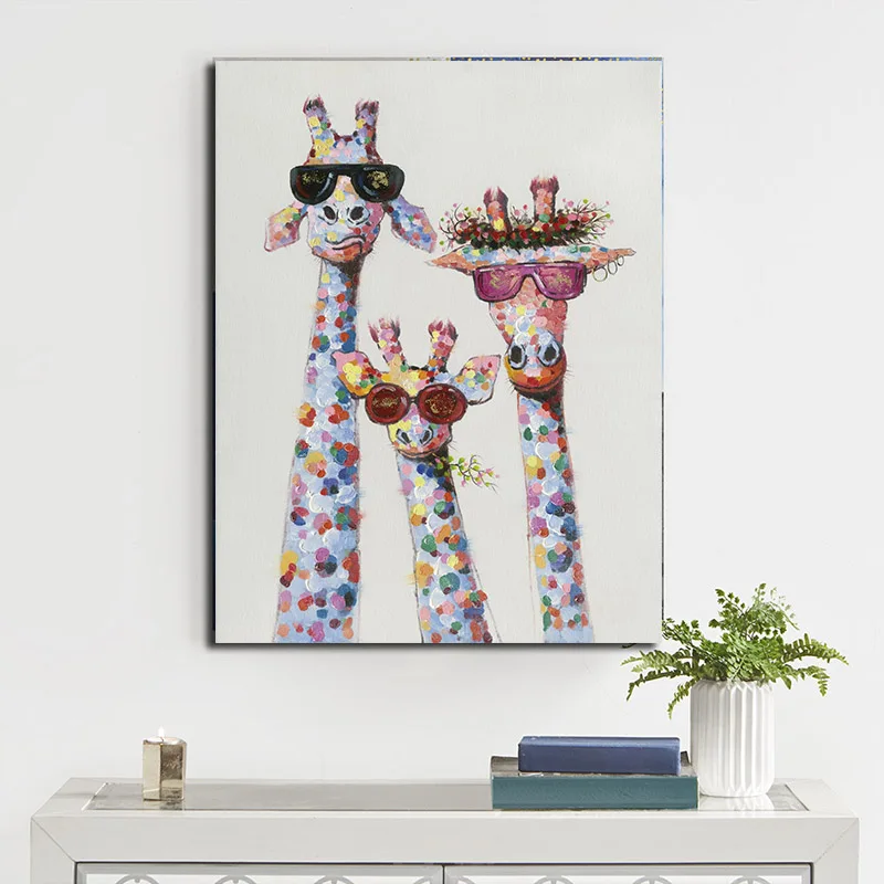 Мультяшные картины постер с жирафом холст живопись настенное искусство домашний
