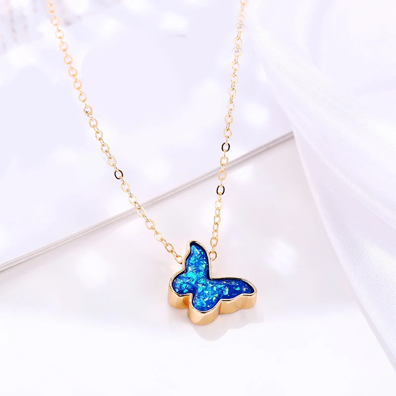 

Gold Chain Butterfly Necklaces Elegant Choker Crystal Elegant Pendant Necklaces Shiny Colorful Jewelry Accessories Chain Link