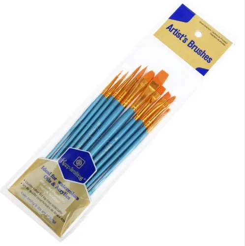 Набор кистей для рисования акварелью и гуашью нейлоновый ворс деревянная ручка