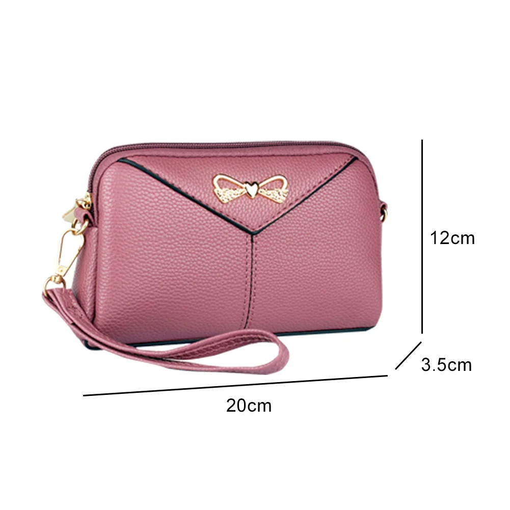 

Portable Small Clutches Women Solid PU Litchi Pattern Crossbody Bag Zipper Purse Fashion Exquisite Shopping Bag