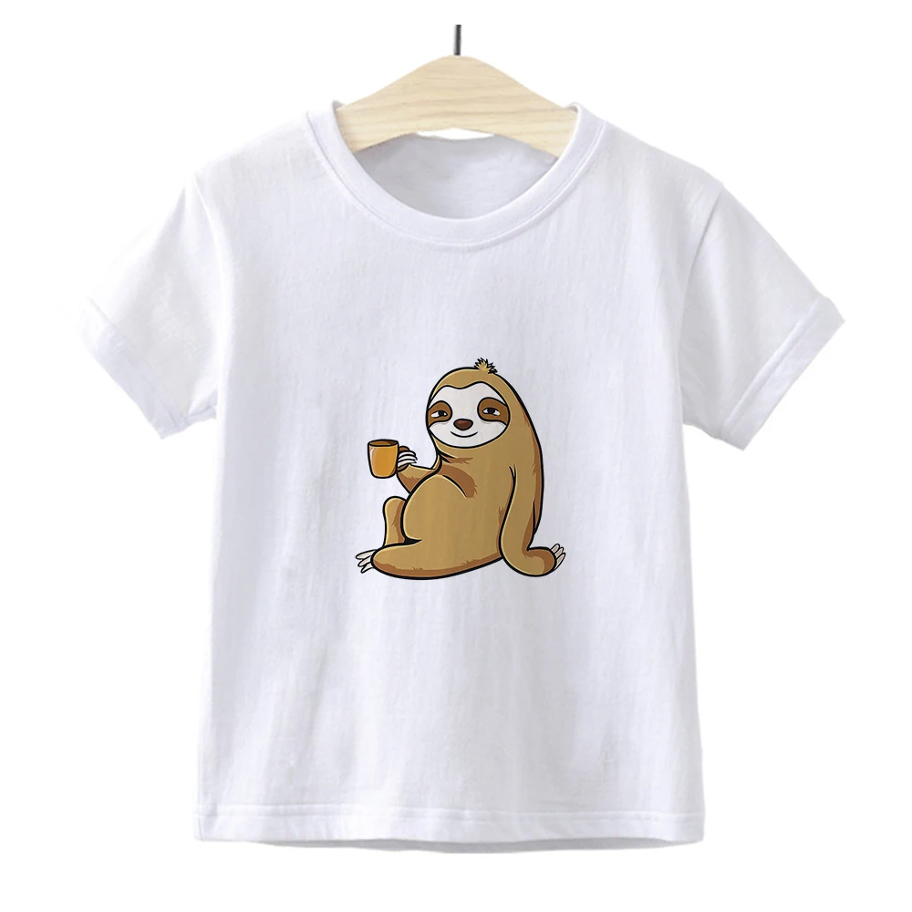 

Kawaii Baby Boys Girls Cozy Soft Tshirt Funny Sloth Printed Cartoon Child Clothing Exquisite Versatile Summer Children Tees Tops
