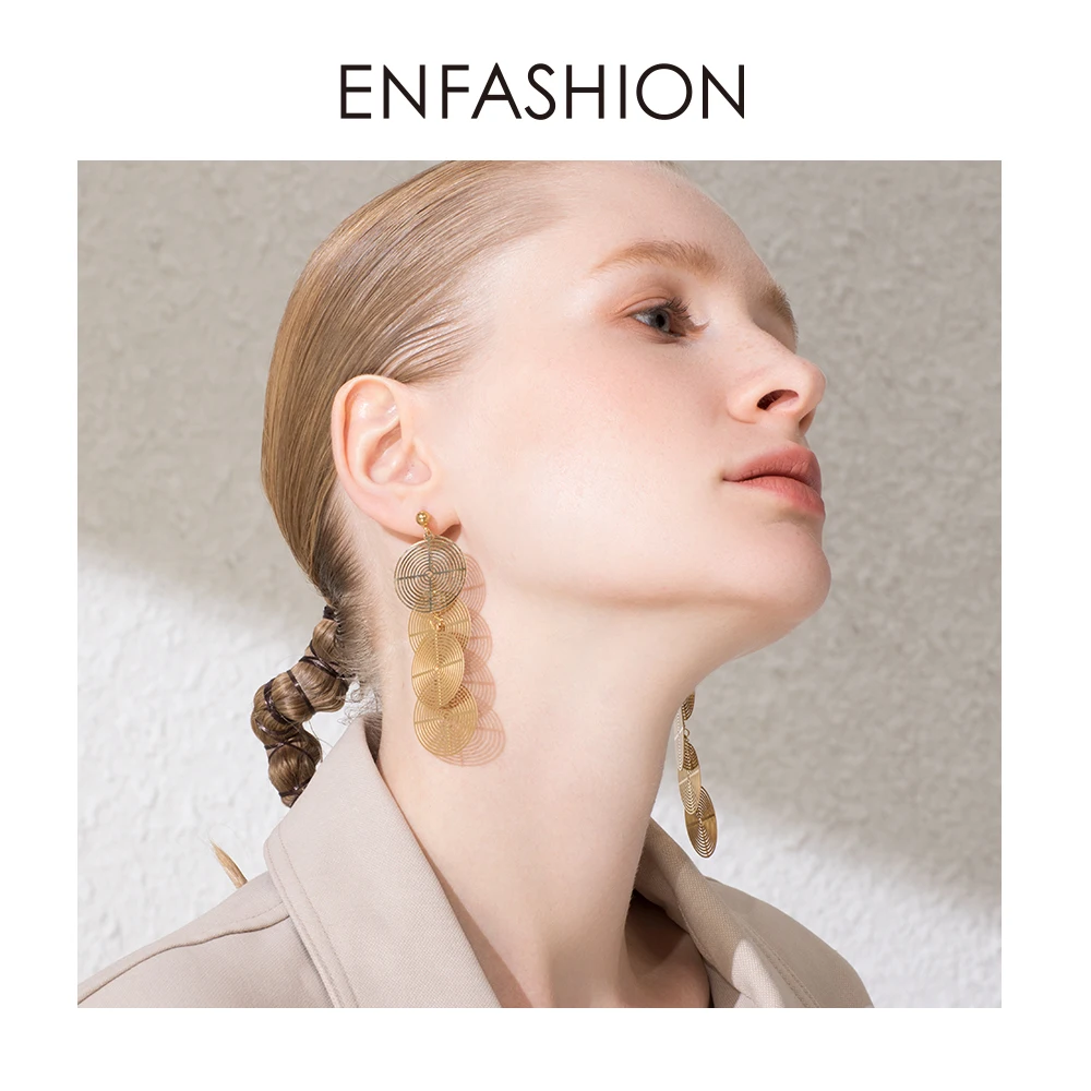 ENFASHION Boho Многослойные Круглые Висячие серьги для женщин, Длинные круглые висячие серьги с кисточками, модные ювелирные изделия Oorbellen E1109