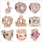 925 серебро розы из бисера из ювелирных изделий блестящие Корона перевозки лев камера Шарм для браслета Пандора, сделай сам, Модные женские ювелирные изделия 2021