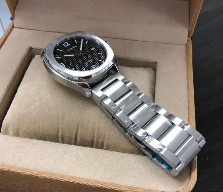 Сапфировое стекло 40 мм парниш черный циферблат японский автоматический