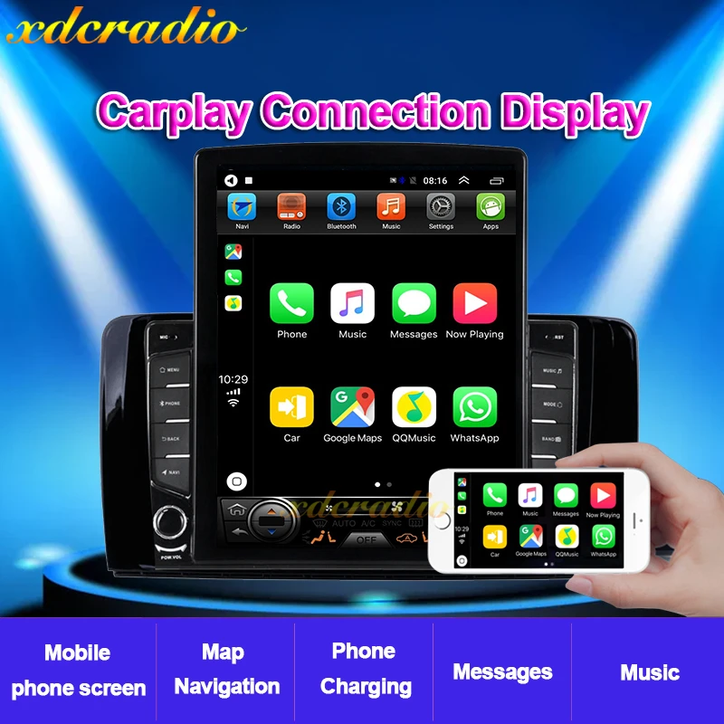 Xdcradio вертикальный экран 10 4 дюйма в стиле Tesla Android 0 для Benz R Class W251 R280 R300 R320 R350