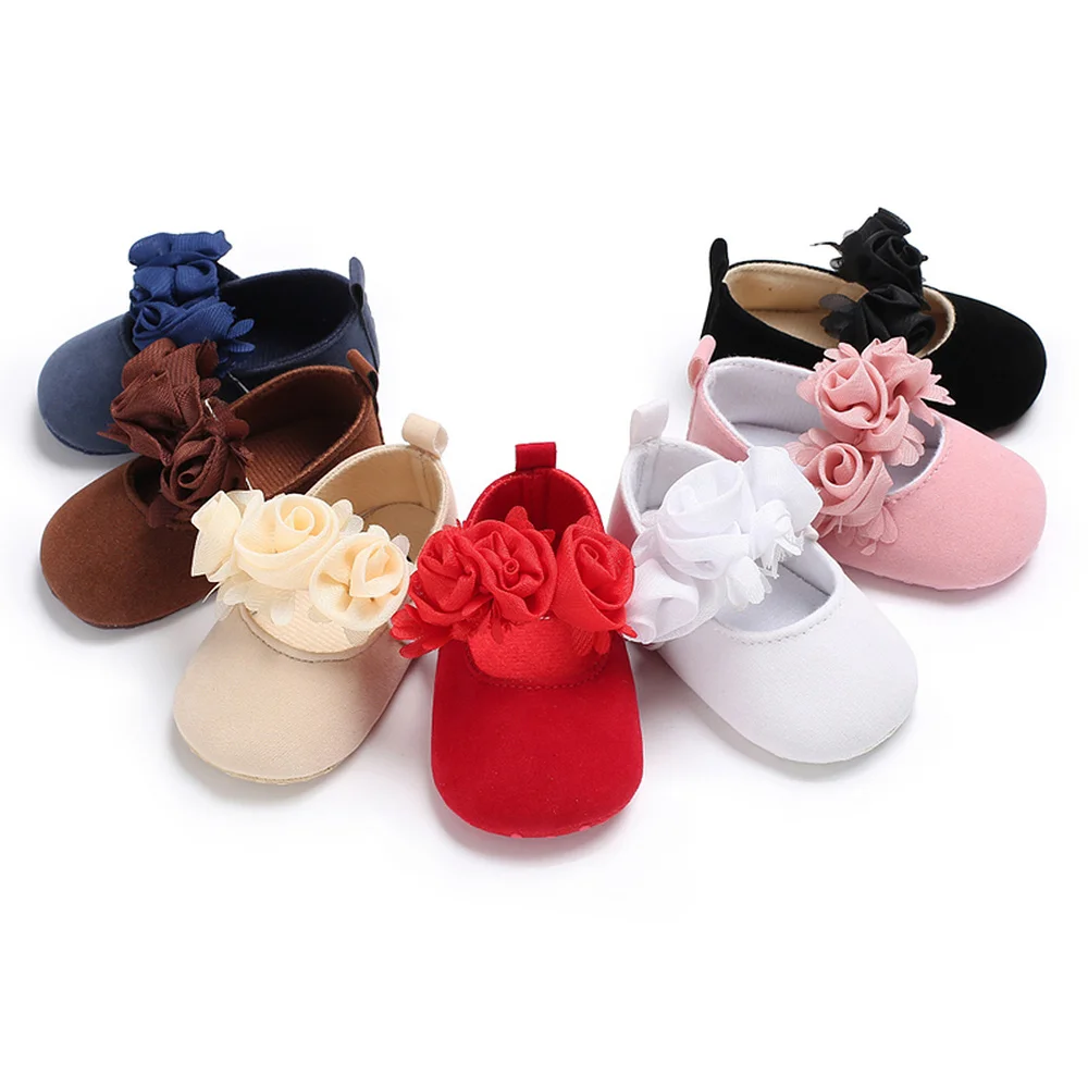 Zapatos de beb&eacute; reci&eacute;n nacido, primeros pasos, mocasines de ante, Princesa, encaje, flor, suela suave, antideslizante, para cuna-0