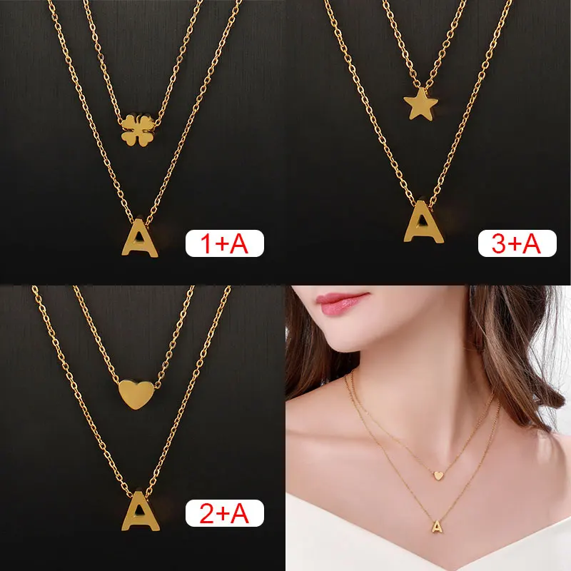 

Tiny Heart Name Necklace Lovely Necklace Chain Necklace Letter Name Necklace For Women Stainless Steel Letter Necklace Gift