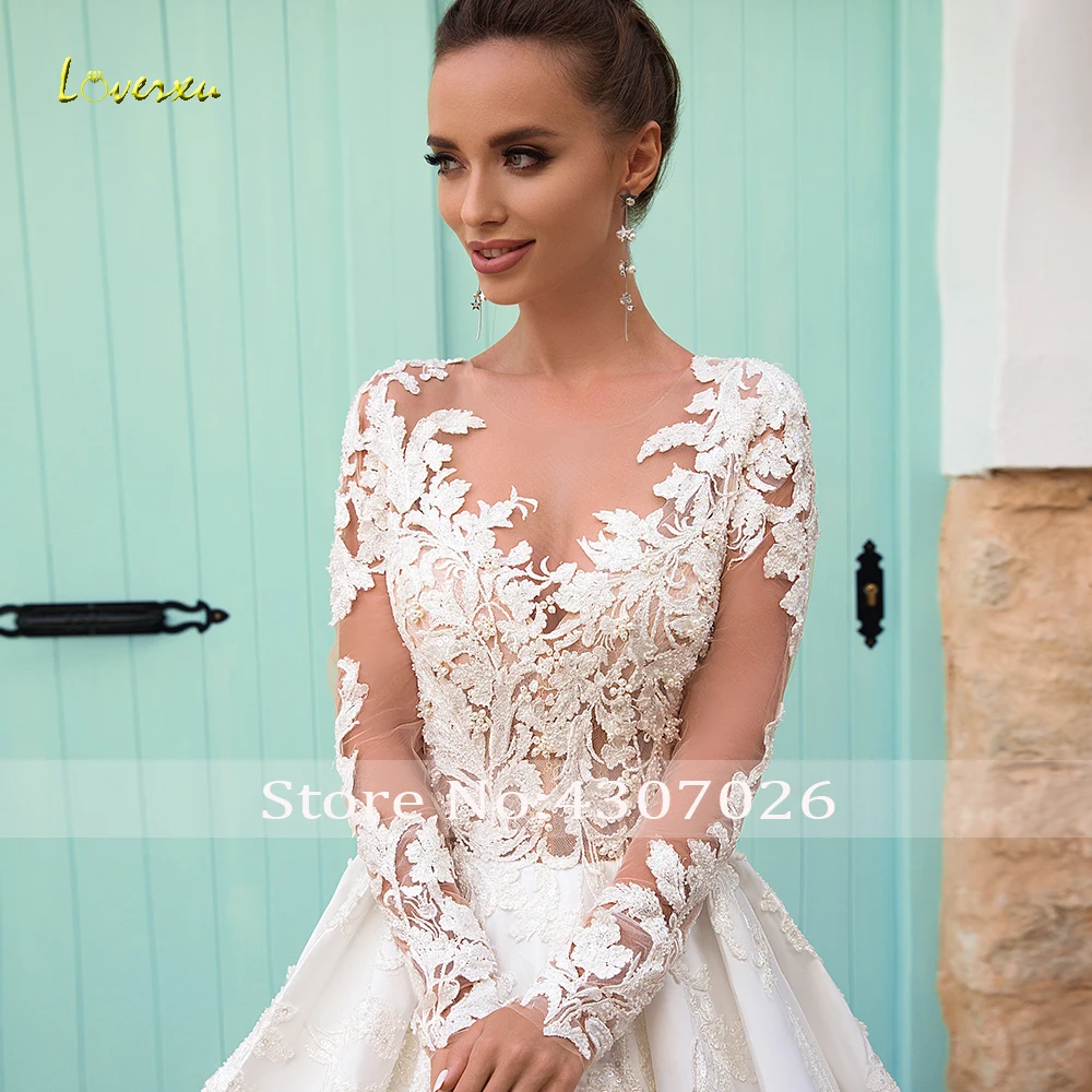 Loverxu бальное платье с круглым вырезом свадебные платья нежные Аппликации длинные