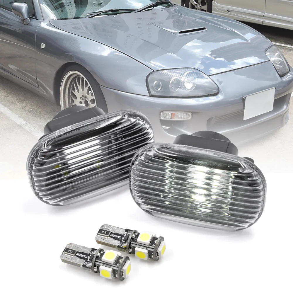 

Euro Clear Fender Side Marker Indicator Lamp for Toyota Supra JZA80 1993 1994 1995-1998 With White Led Bulbs OEM: 81730-05041