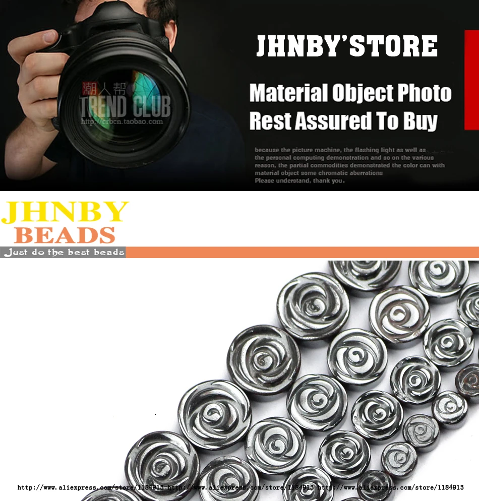 JHNBY AAA, цветочный узор, черный гематит 6/8/10/12 мм Натуральный камень плоские круглые бусины для плетения браслетов своими руками аксессуары