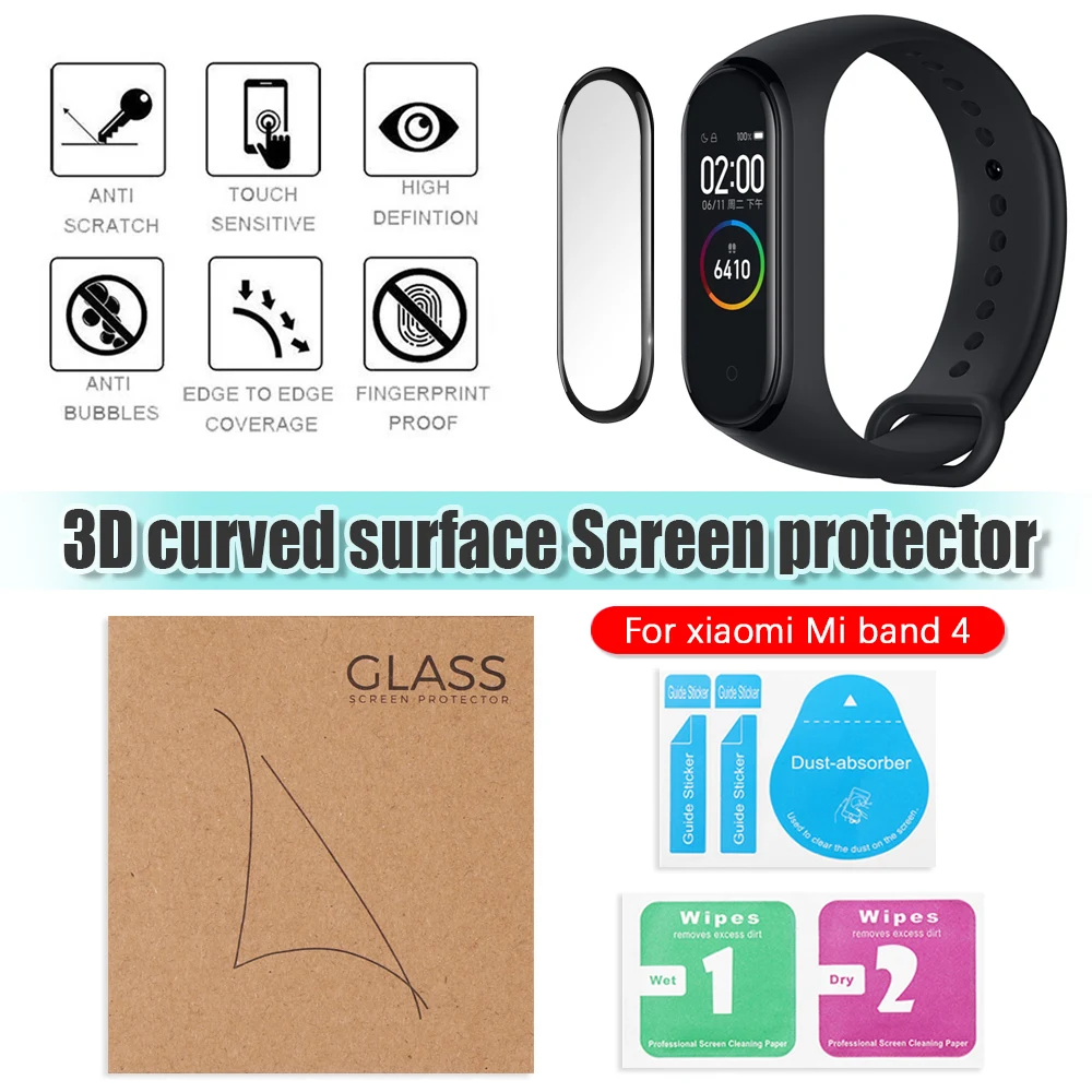 1 шт. чехол для защиты экрана mi band 4 защитная 3d пленка Xiaomi Mi Band защитное мягкое