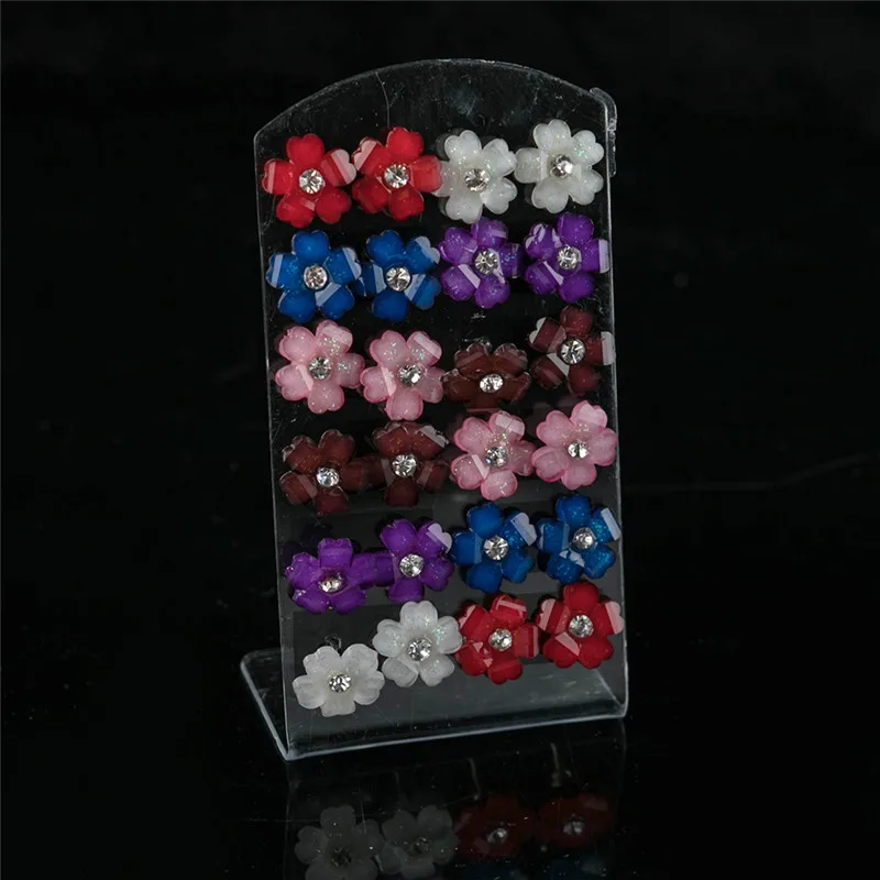 Женские серьги гвоздики с цветком из смолы 12 пар/Лот ювелирное изделие в