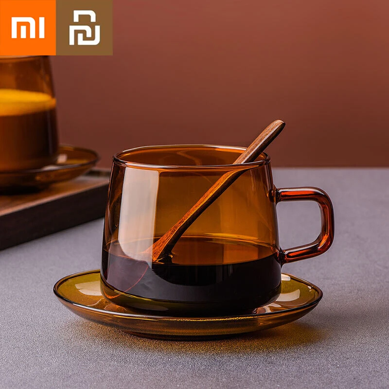 

Xiaomi Youpin Circle Joy Amber Coffee Cup And Saucer Set Coffee Cup With Spoon High Borosilicate Glass Water Cup Breakfast Cup