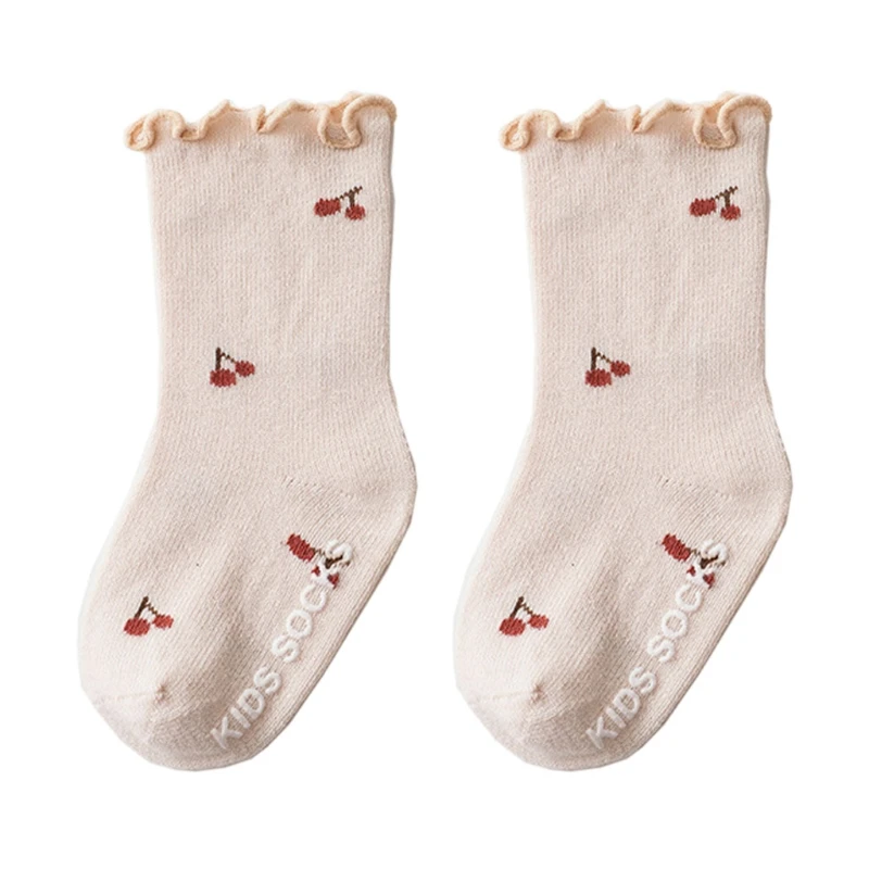 

0-5 Years Toddlers Girls Frilly Socks Soft Cotton Baby Ankle Sock Flower Pattern Children Socks Anti Slip Infant Floor Sock C5AA