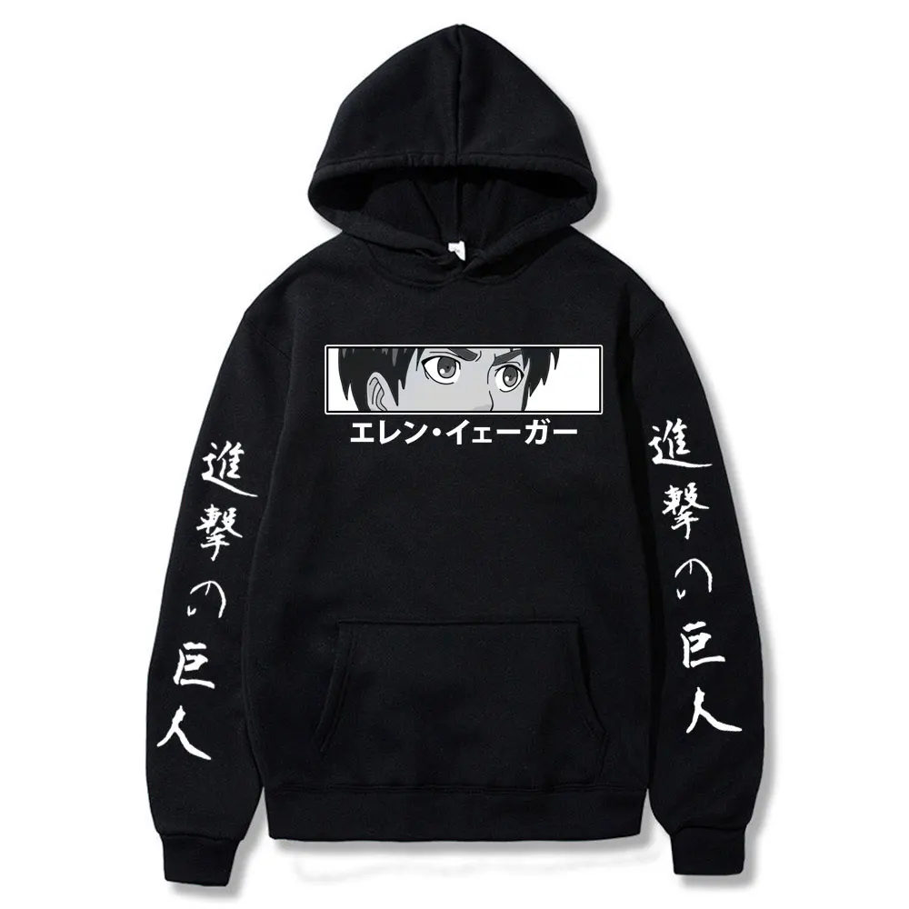 

Anime Attack on Titan Hoodies Levi Ackerman Eyes Printed Pullovers Tops Long Sleeves Hooded Sweatshirt Spring Autumn Clothing