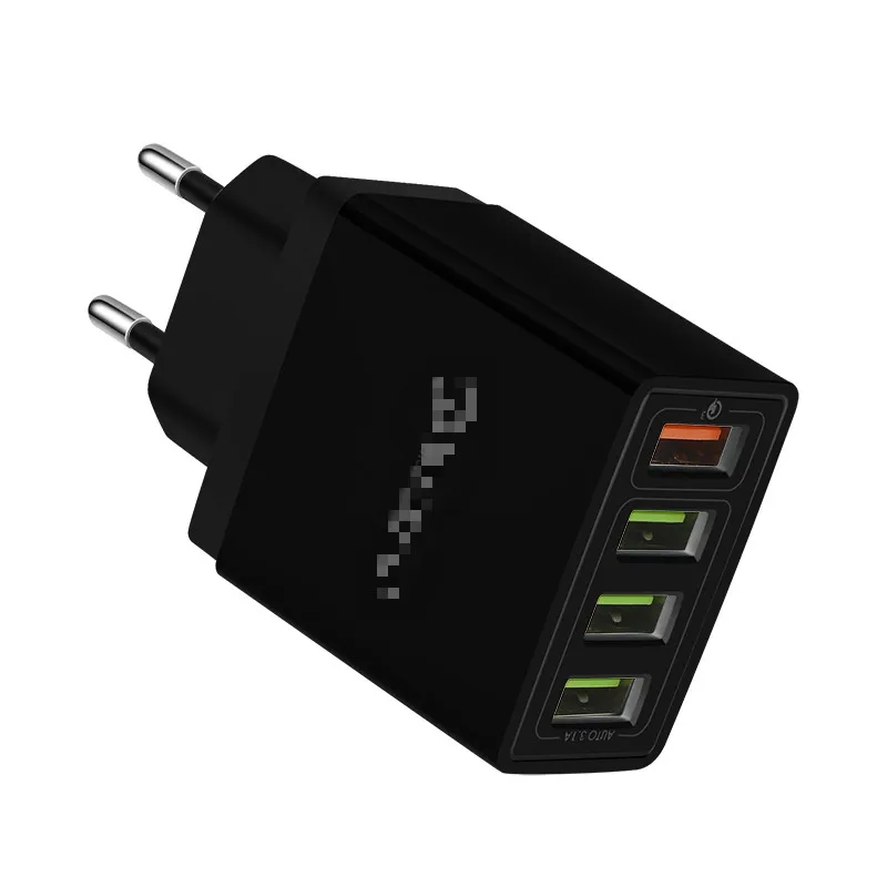 4-Ports Black Зарядное устройство USB 4 порта Quick Charge 3,0 для Samsung iPhone XiaoMi настенный мобильный телефон Универсальный адаптер Быстрая зарядка 4,0 CinkeyPro - Тип штекера: 4-Ports Black