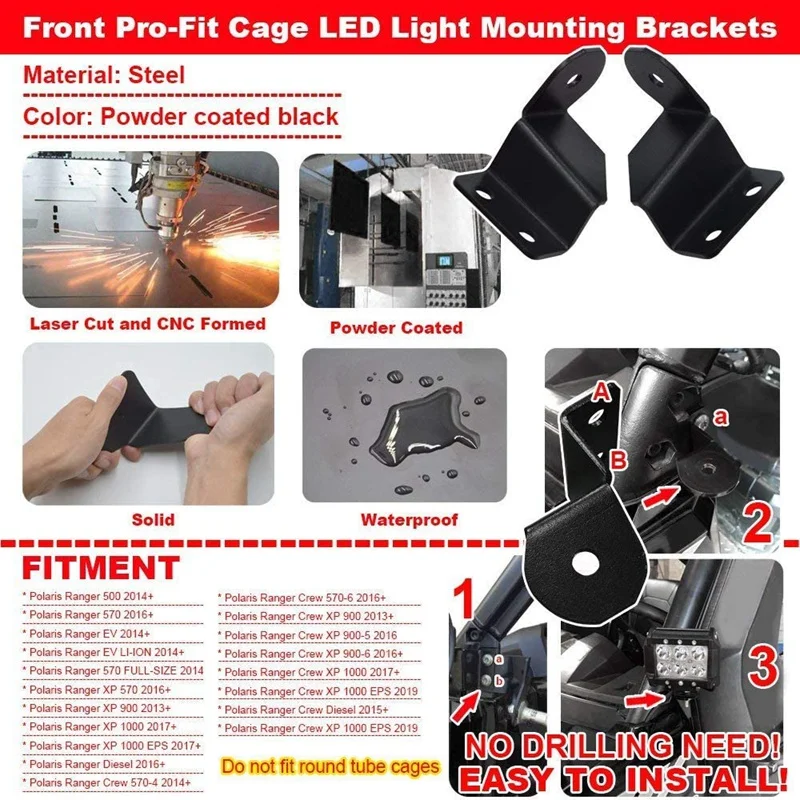Рабочий СВЕТОДИОДНЫЙ светильник Pod Pro-Fit Cage A-столб кронштейны для Polaris Ranger 500 570 900