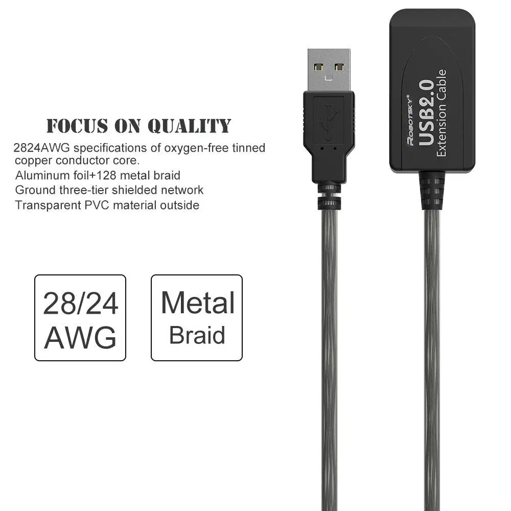 5/10/15/20 M USB 2 0 Удлинительный кабель одиночный/двойной сигнал усиления подключается