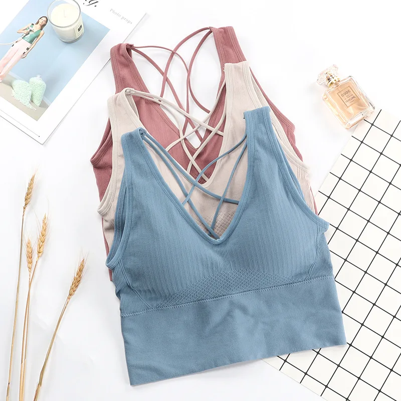

Vest Indoor Sports Wear Workout Running Fitness Crop Tops Sports Bra For Women Gym Yoga Top Padded Bandage Underwear Sexy Bra