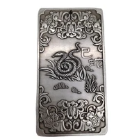 chinese old tibetan silver relief zodiac snake waist card amulet pendant feng shui lucky card pendant