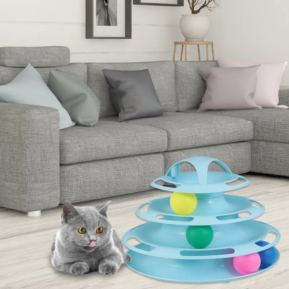 

Kitten Exercise Plaything Four Levels Turntable with Balls Chasing