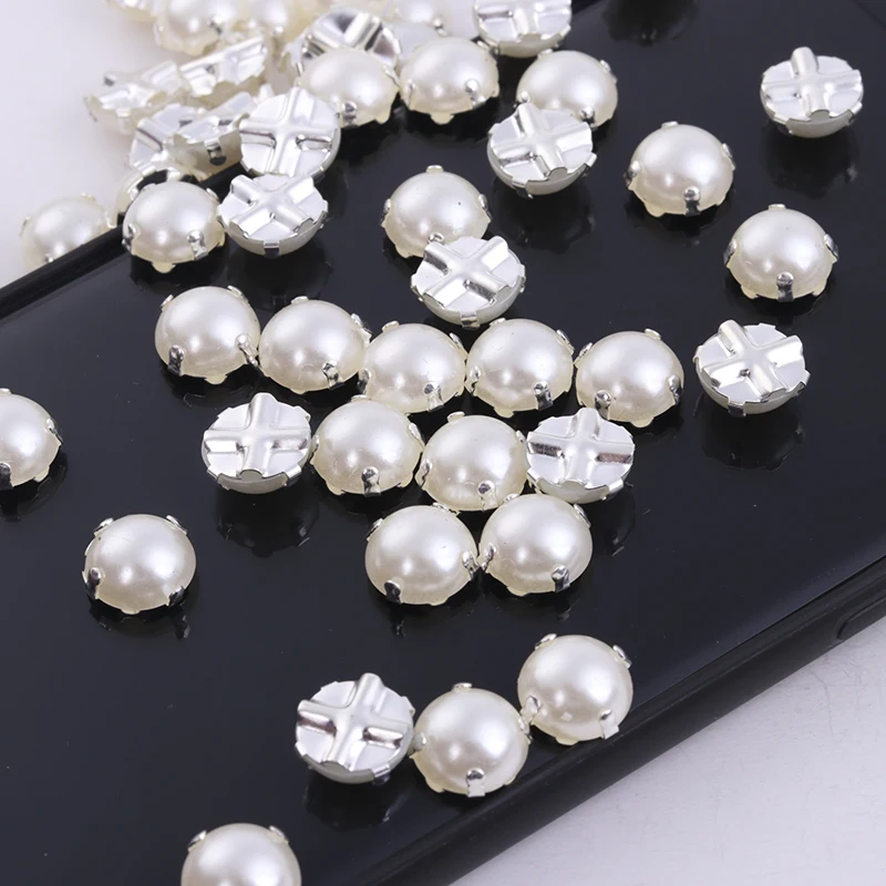 Бесплатная доставка RESEN серебряные Швейные жемчужные бусины 5/6/7/8/10 мм пришивные