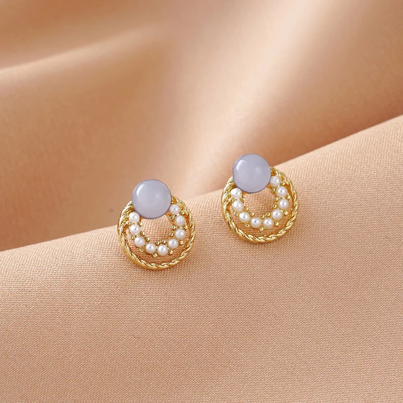 

VENTFILLE 925 Sterling Silver Needle Simple Personality Pearl Earrings Feminine Temperament All-match Exquisite Earrings Jewelry