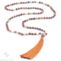 6mm red sardonyx gemstone 108 beads tassels mala necklace reiki pray fancy cuff spirituality healing monk handmade meditation