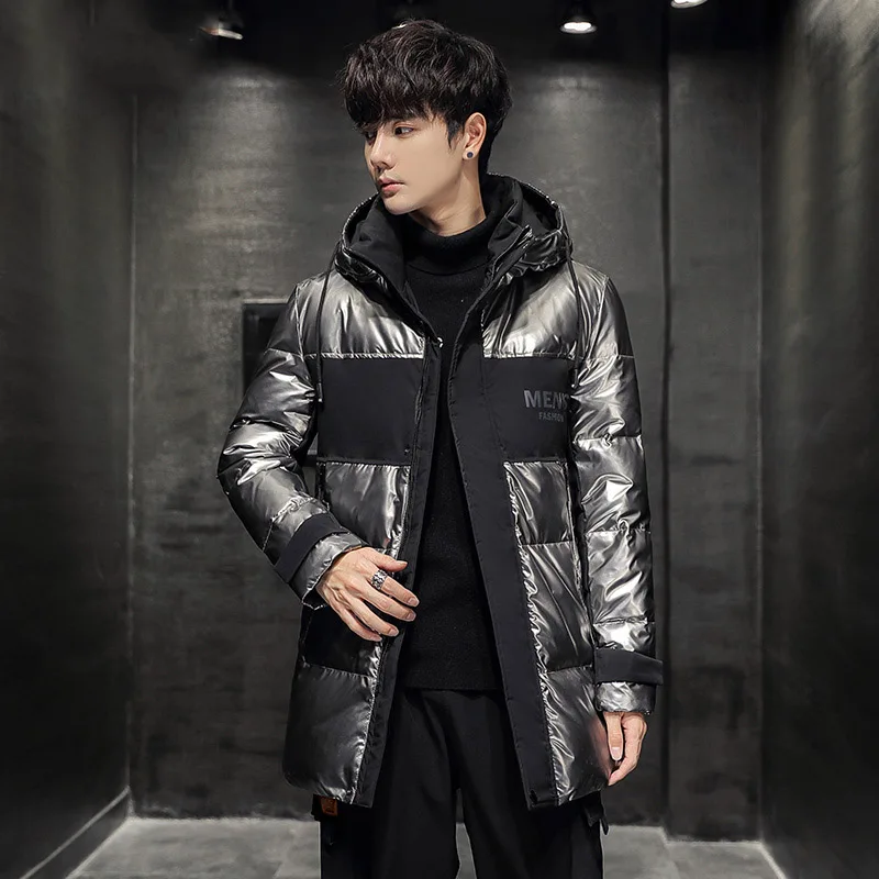 Fashion 2022 Mens Winter White Duck Down Jackets Outwear Waterproof Parkas Shiny Korean Warm Down Coats Top Male Puffer Clothing