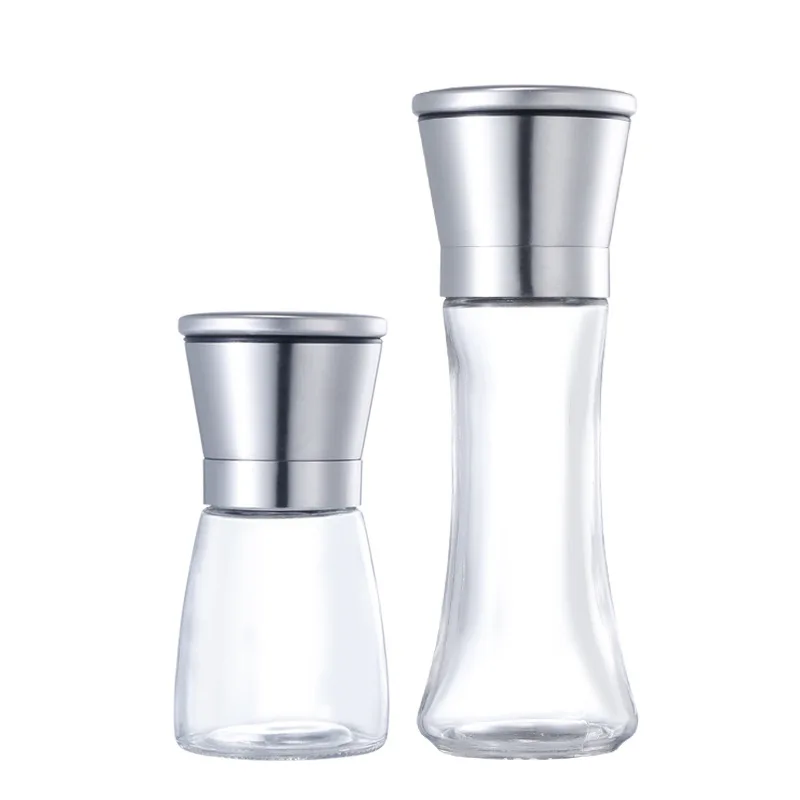 

Stainless steel salt and pepper grinder, manual food grinder, herbal pot, container, kitchen utensils, glass bottle