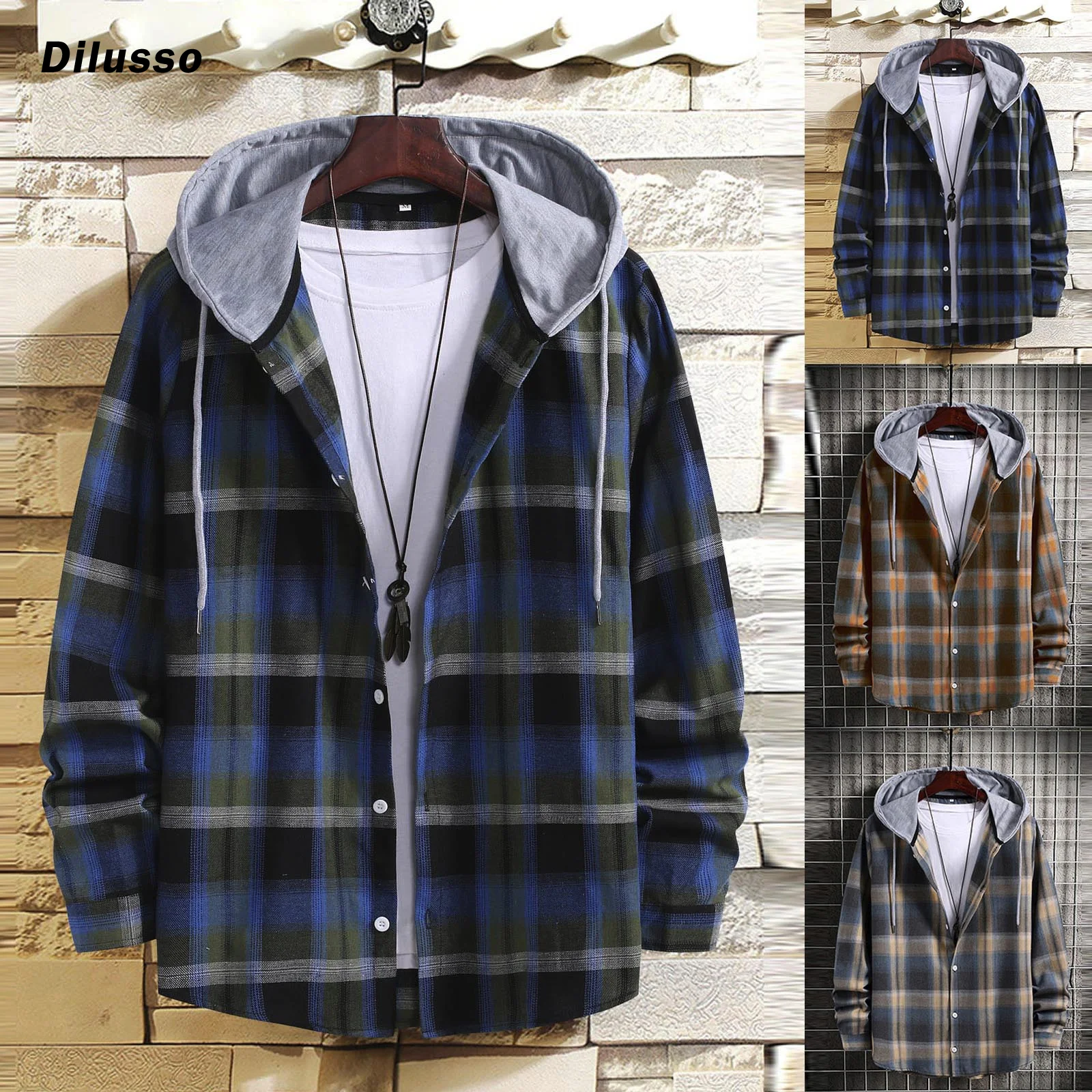 Мужская Повседневная Свободная рубашка с отложным воротником и длинным рукавом |