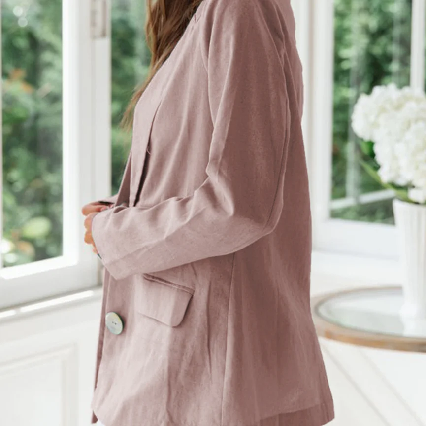 Розовый зеленый длинный рукав с одной пуговицей клапаном спереди карманы