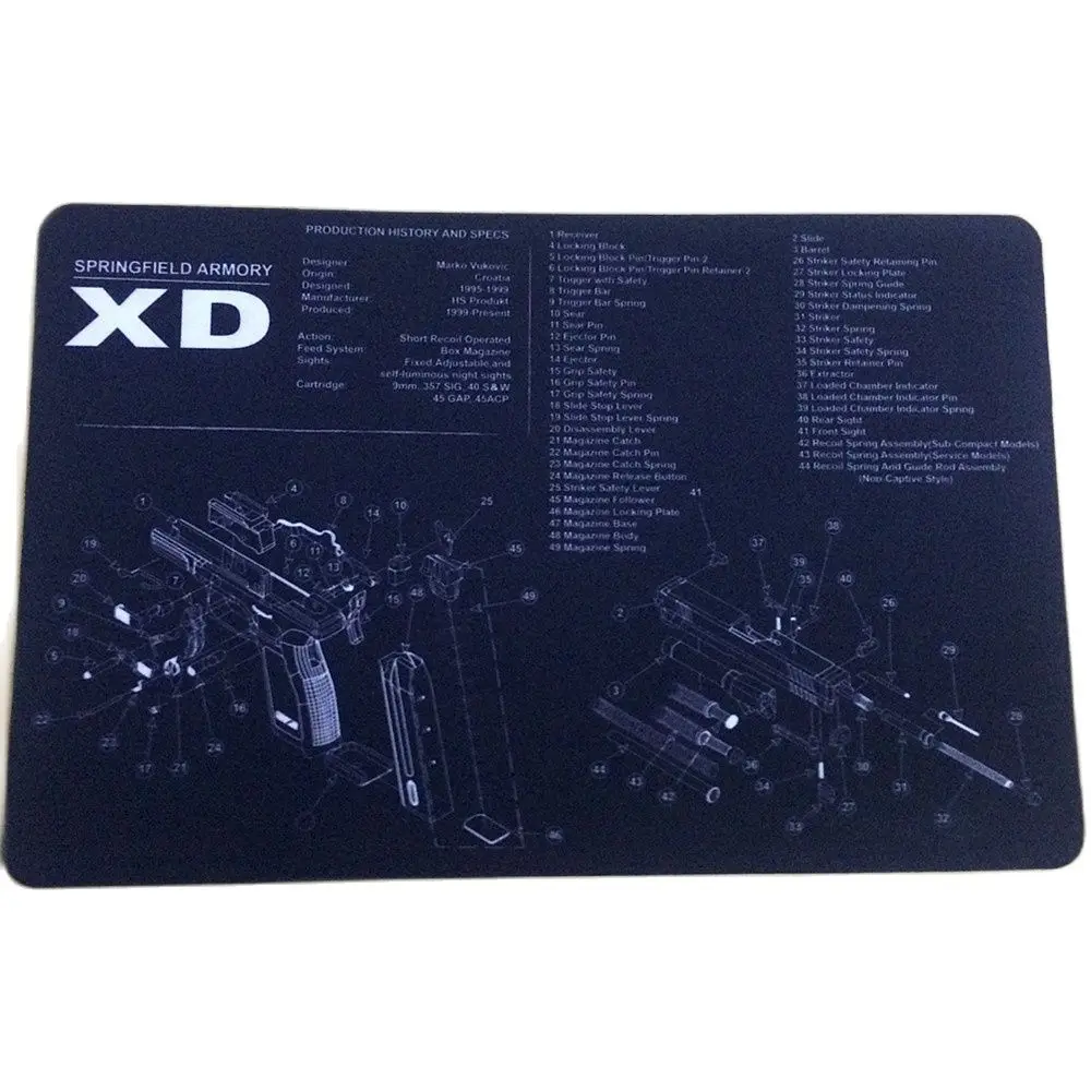 Резиновый коврик для чистки пистолета AR15 AK47 с диаграммой деталей и инструкциями