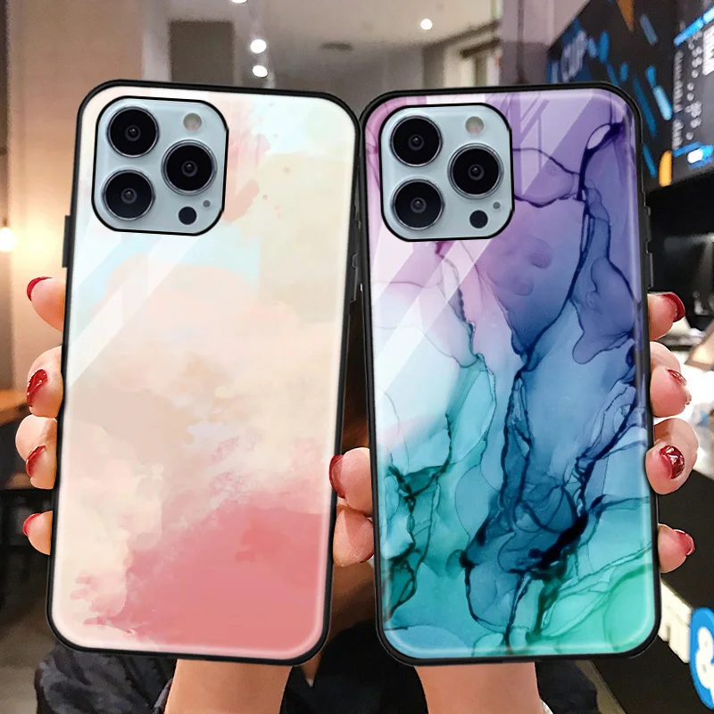 

Marble Stone Case For Iphone 13 Pro Case Tempered Glass Case for iphone 11 12 Pro Max 7 8 6 6s Plus XS XR X Mini SE2020 PC Coque