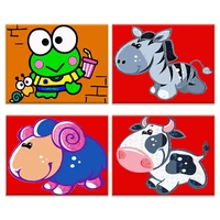 gatyztory frame painting by numbers kits for kids beginner frog piggy cow paints diy handpainted drawing kits bedroom decor