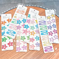 10pcsset childrens cartoon candy color star bb hairpin female metal paint bangs clip hair hair accessories birthday gifts
