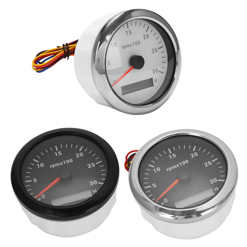 

85MM Marine Tachometer 0-3000 RPMX Tachometer 7-Color Backlight Odometer Suitable for Marine Yacht Motorcycle