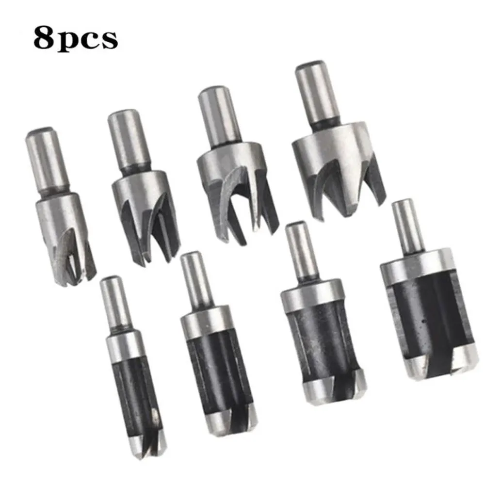 

8 PCS carbon steel cork drill bit woodworking hole opener set woodworking drill bit claw type round dowel drill bit and cork kni