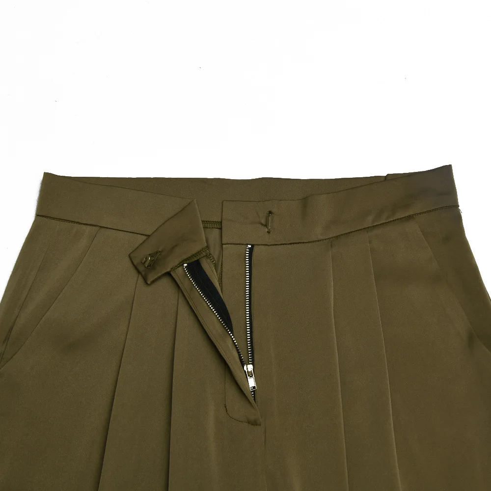 

Elegant Silk Satin Lace Up High Waist Loose Pants Women Fashion Spring 2021 Office Ladies Fancy Jogger Mujer