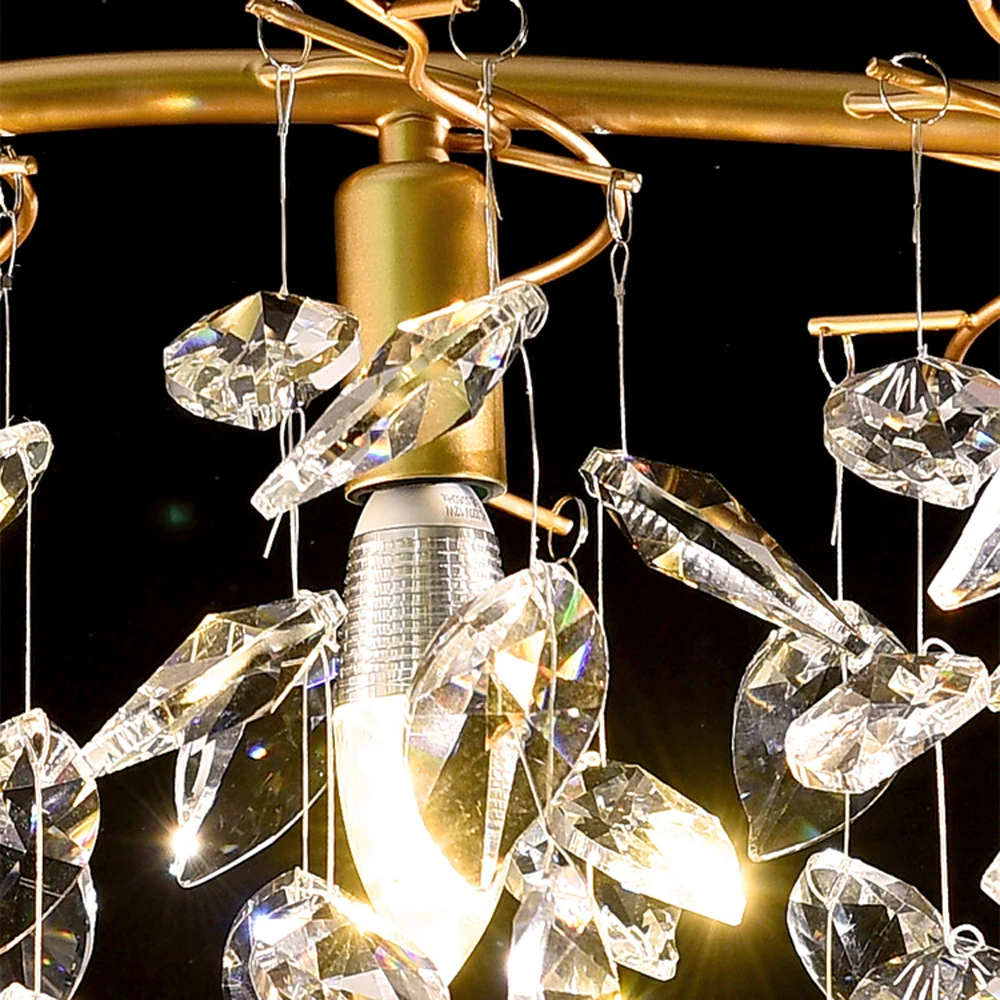 

Crystal Chandelier Lamp Home Decoration Lighting Lustre Cristal Hanging Chandeliers Bar Light Gold Luxury LED Bulbs Flush Mount