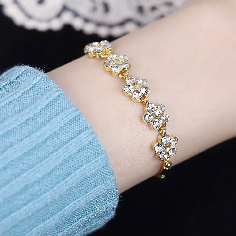 

Модный темпераментный красивый регулируемый браслет в виде лепестков циркона Свадебные ювелирные изделия женский подарок