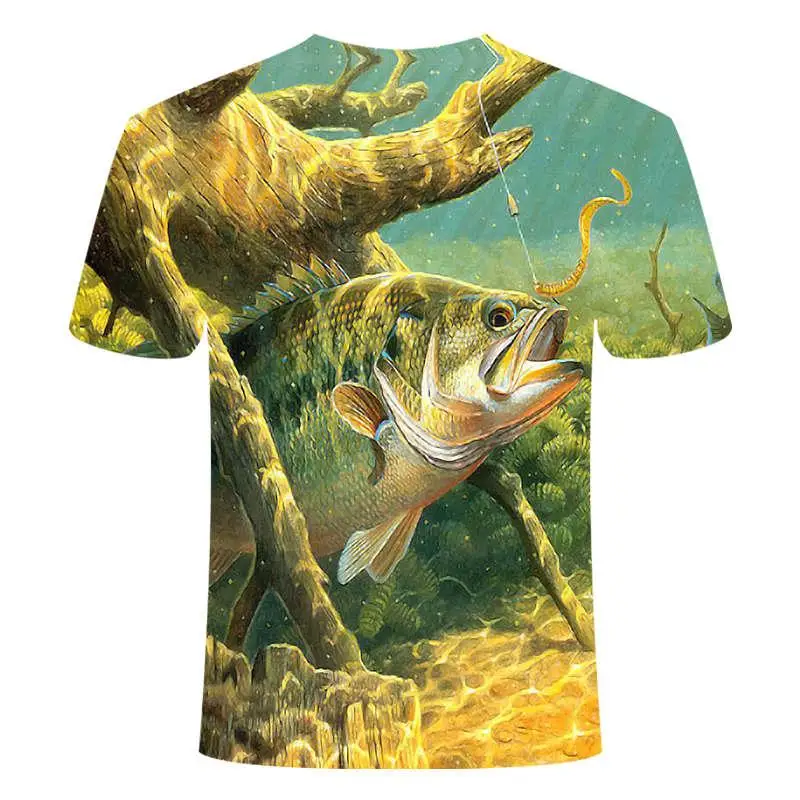 

Summer The latest 2020 fish Outdoor T-shirt man 3D cool print fishing men short tops 0collar casual men fishing t-shirt poissons