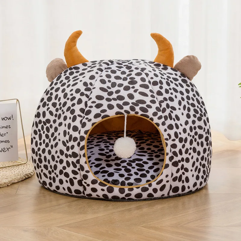 

Warm Soft Cat Bed Winter Warm House Cave Pet Dog Soft Nest Kennel Mats Pet Cat Dog Bed Indoor Kitty House Four Seasons Enclosed