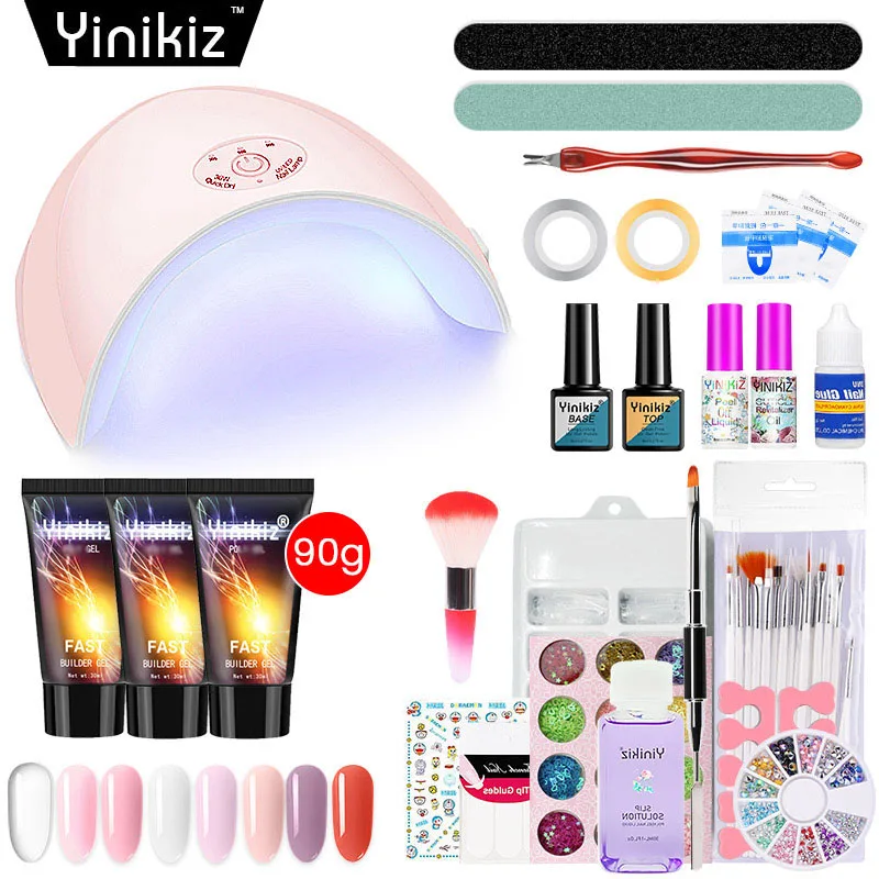 Yinikiz 47 шт полигель для наращивания ногтей набор кистей дизайна инструменты гель