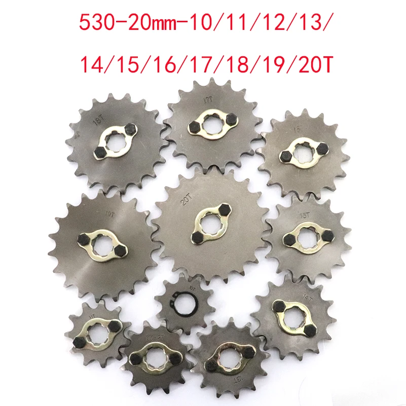 

530 20mm 10-20t 11t 12t 13t 14t 15t 19t front engine sprocket for honda lifan zongshen atv quad dirt pit bike buggy motorcycle