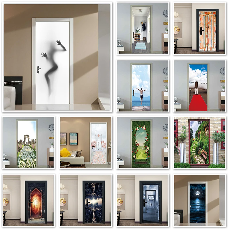 Наклейка на дверь водостойкая самоклеящаяся для дома и туалета