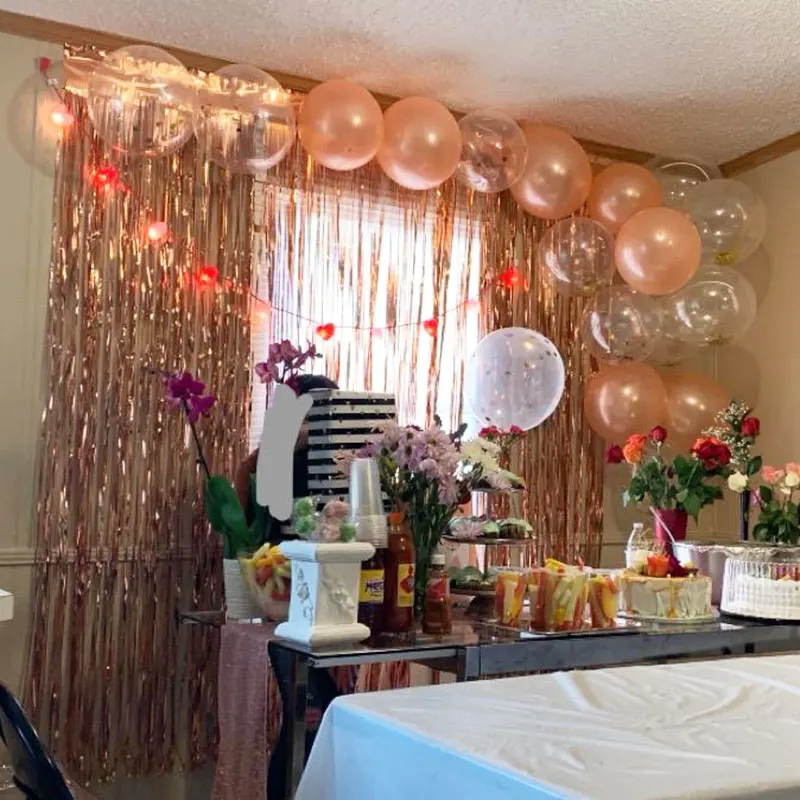 

35pcs Rose Gold Wedding Birthday Party Decorations Supplies Set Confetti Balloons Curtains Table Runner For Home Hen Party Decor