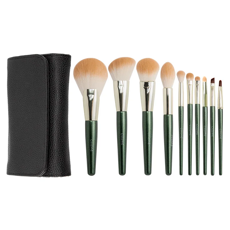 

Cosmetic Brush Kit 10PCS Makeup Brush Set Avocado Color Super Soft Beauty Tool for Eyeshadow Powder Foundation Powder Highlight